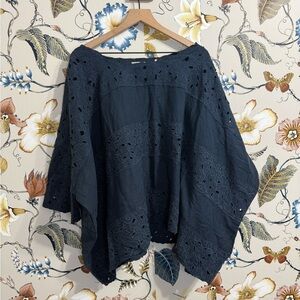 Mes Demoiselles Navy Blue Eyelet Blouse